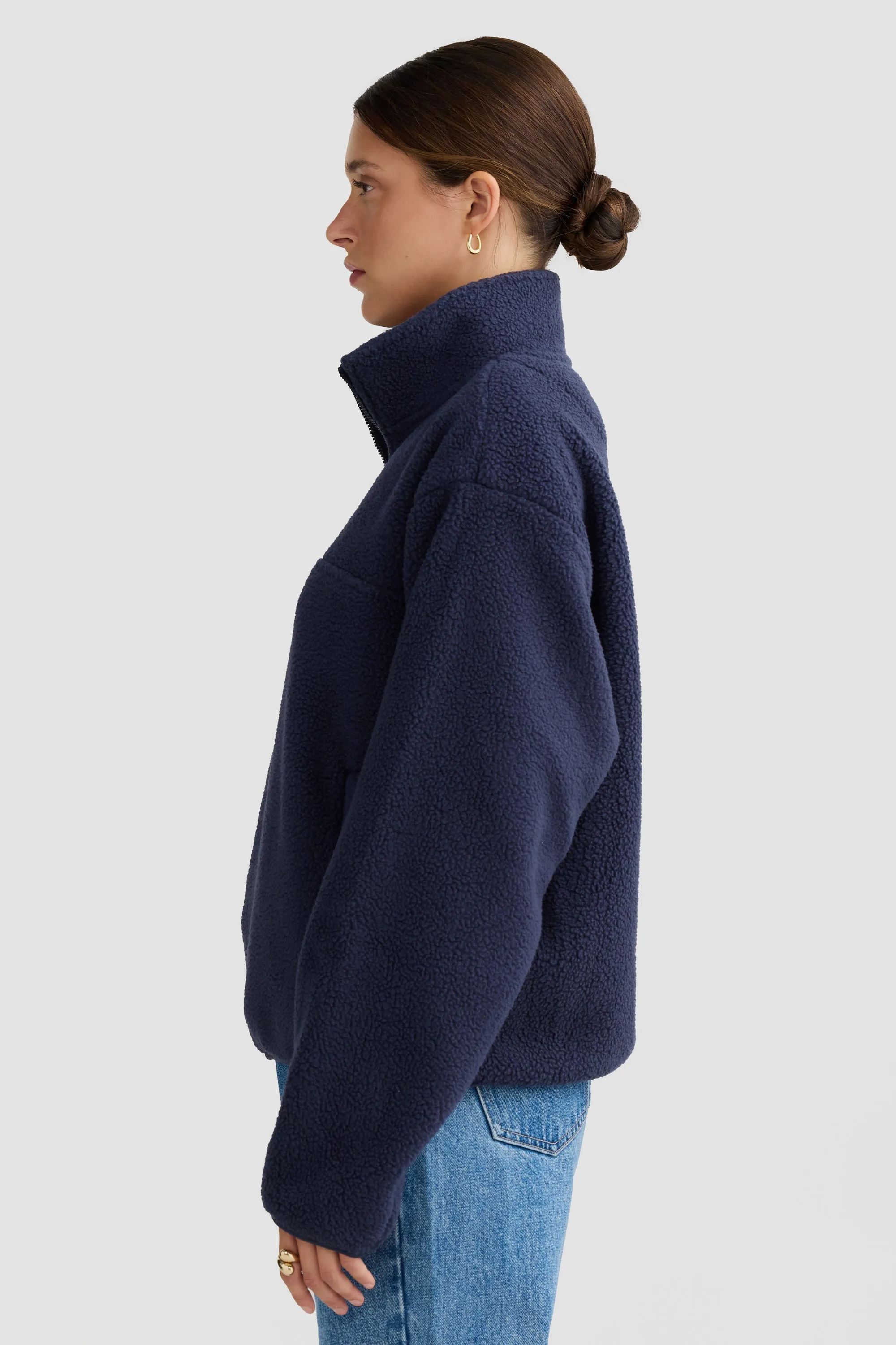 Sherpa Fleece Quarter Zip Navy