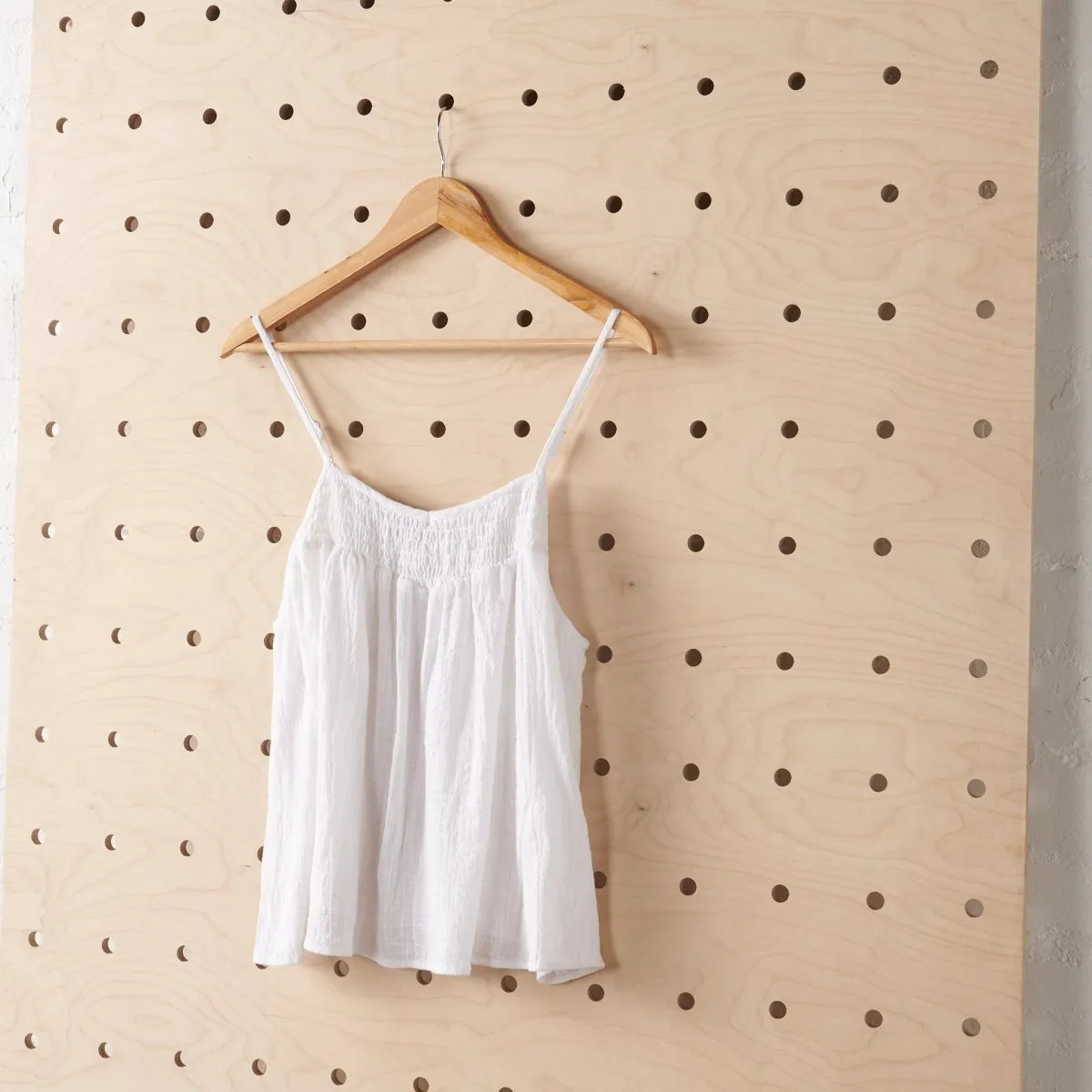 Shirred Cotton Top | White