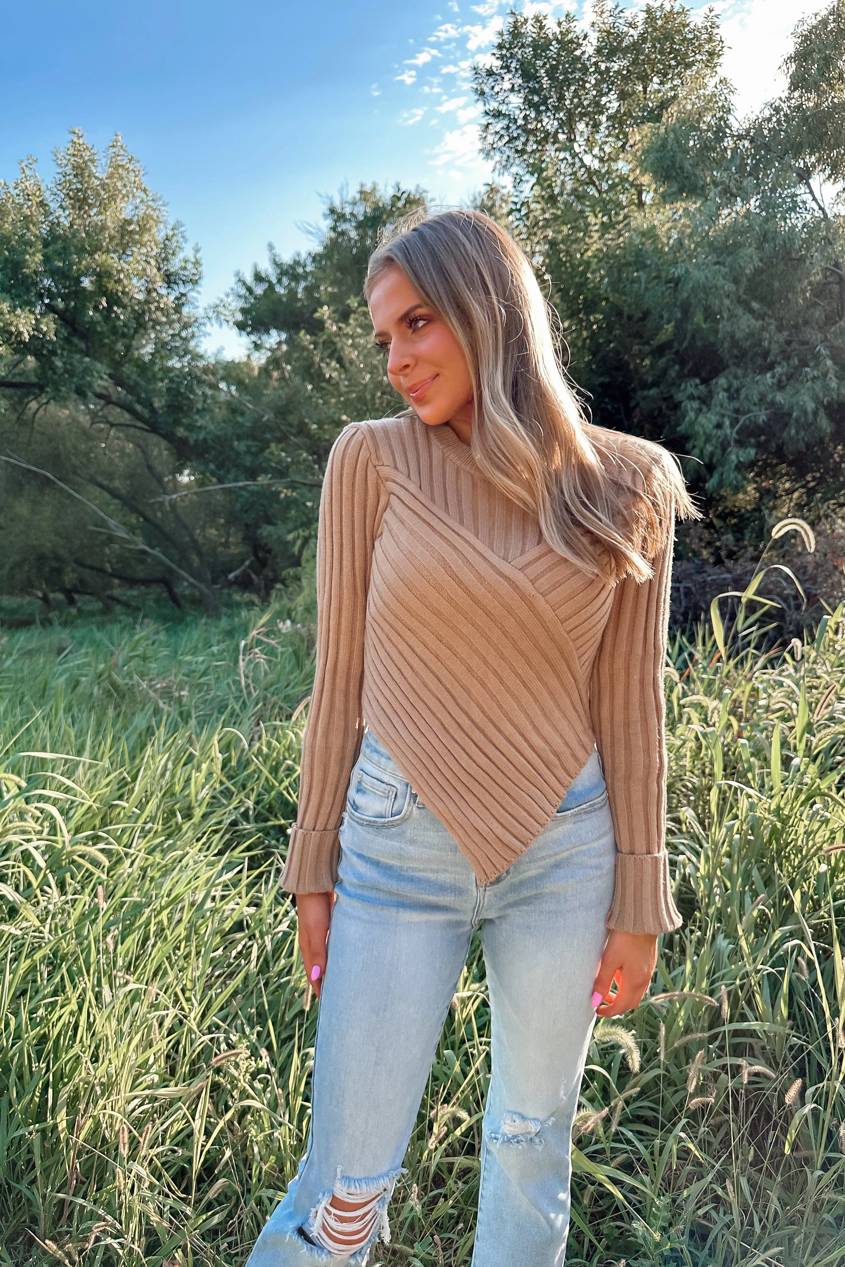 Cozy Tan Sweater Weather Top – Lightweight Knit for Effortless Style