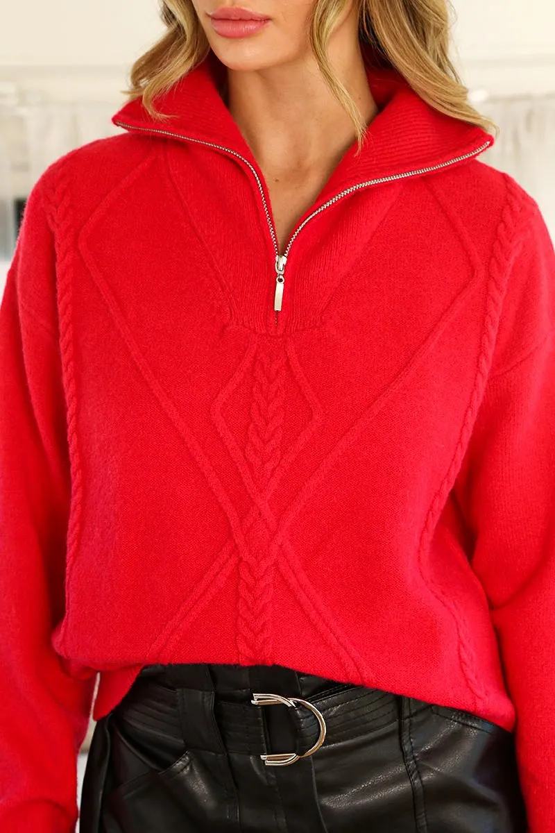 TEXTURED HALF ZIP PULL OVER SWEATER