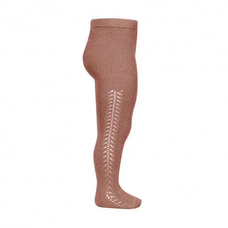 Tights side openwork warm - terracotta