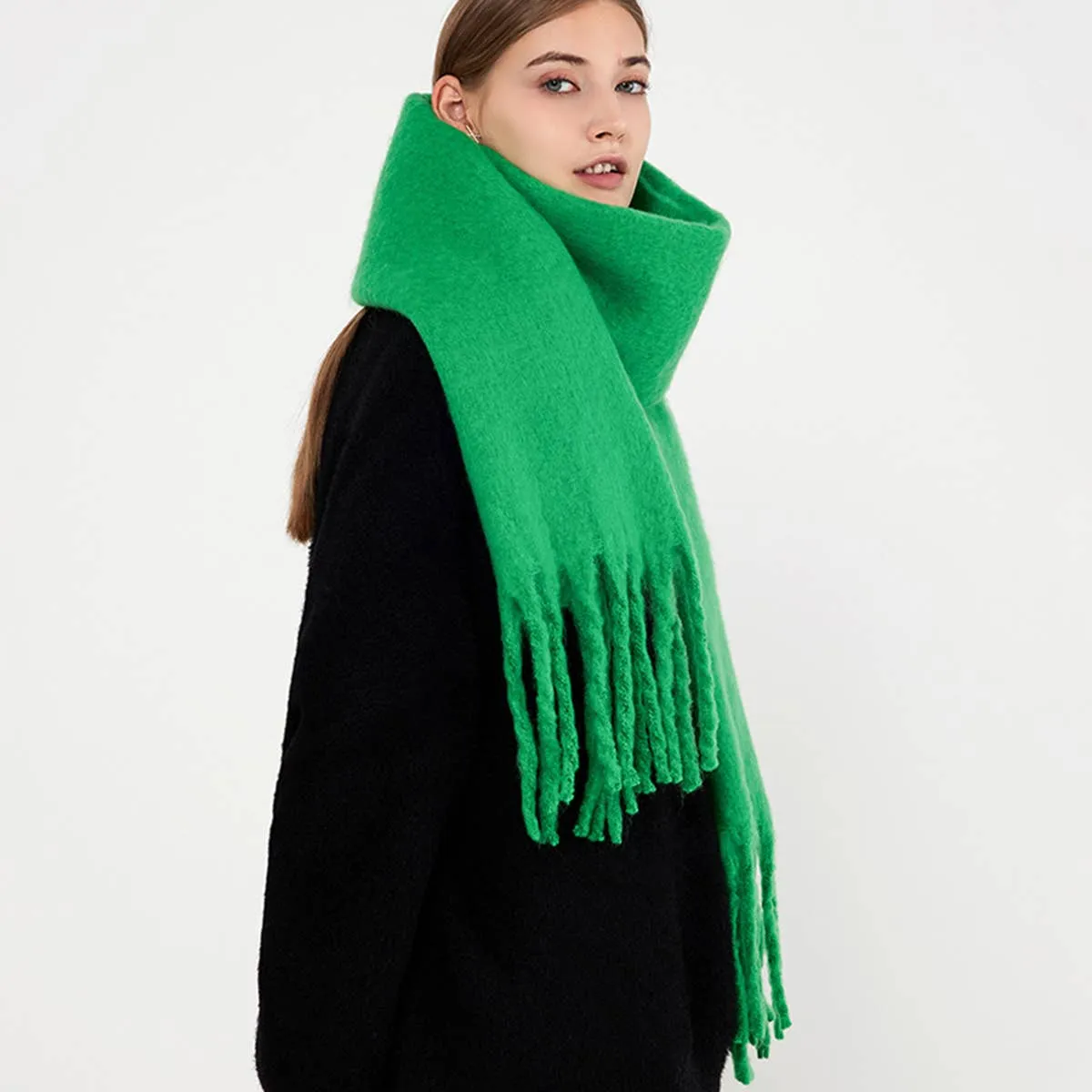 Warm Mohair Winter Scarf - Green