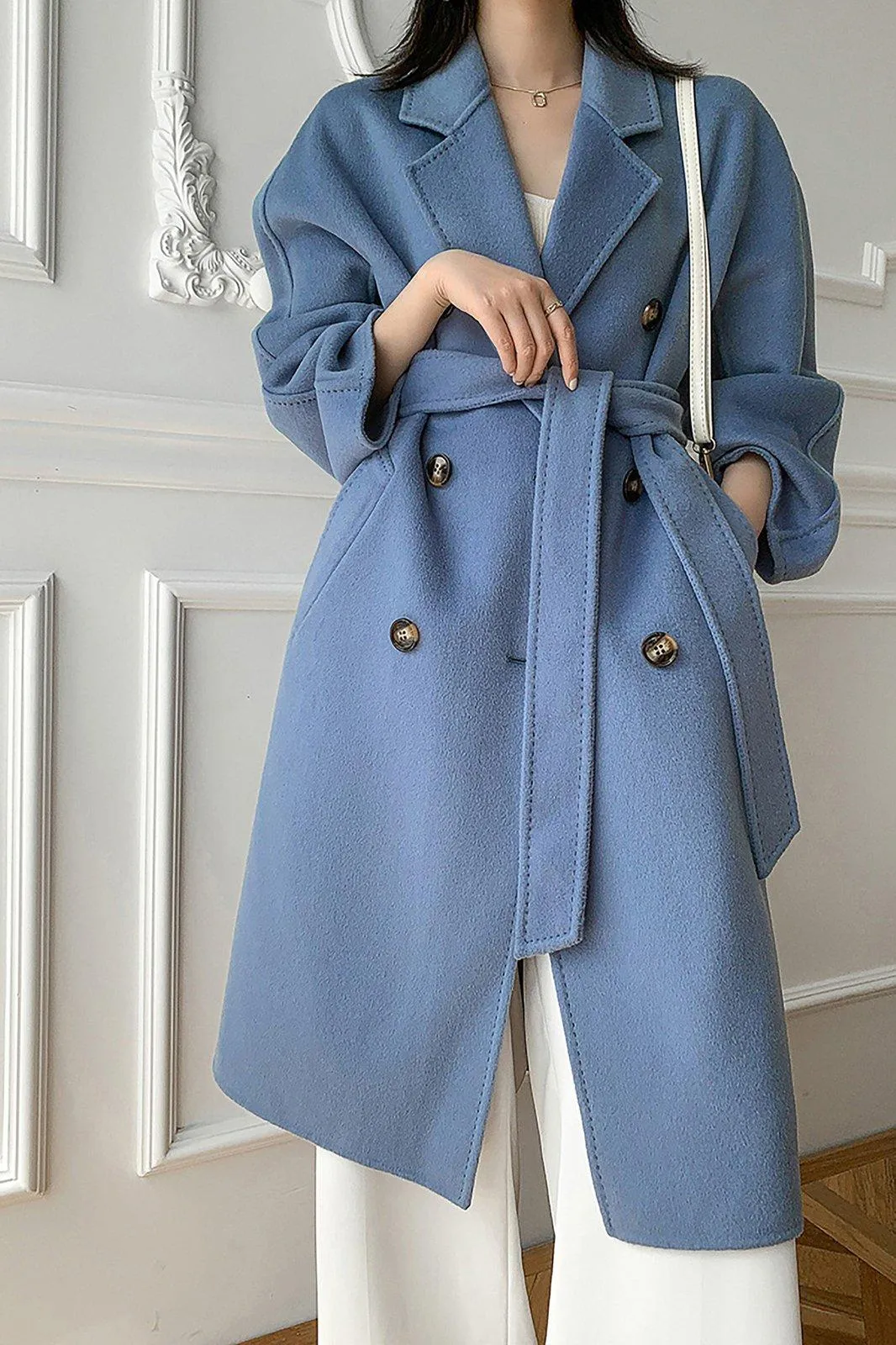 Women Double Faced Wool Overcoat,Camel Wool long coat,Oversize Wool Coat,Wrap Wool Coat,Warm Winter Coat,Cashmere Coat,Grey Long Woolen Coat