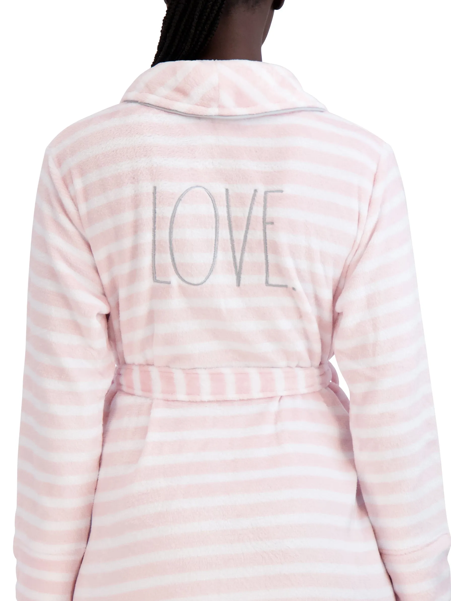 Women's Striped Fleece "LOVE" Robe