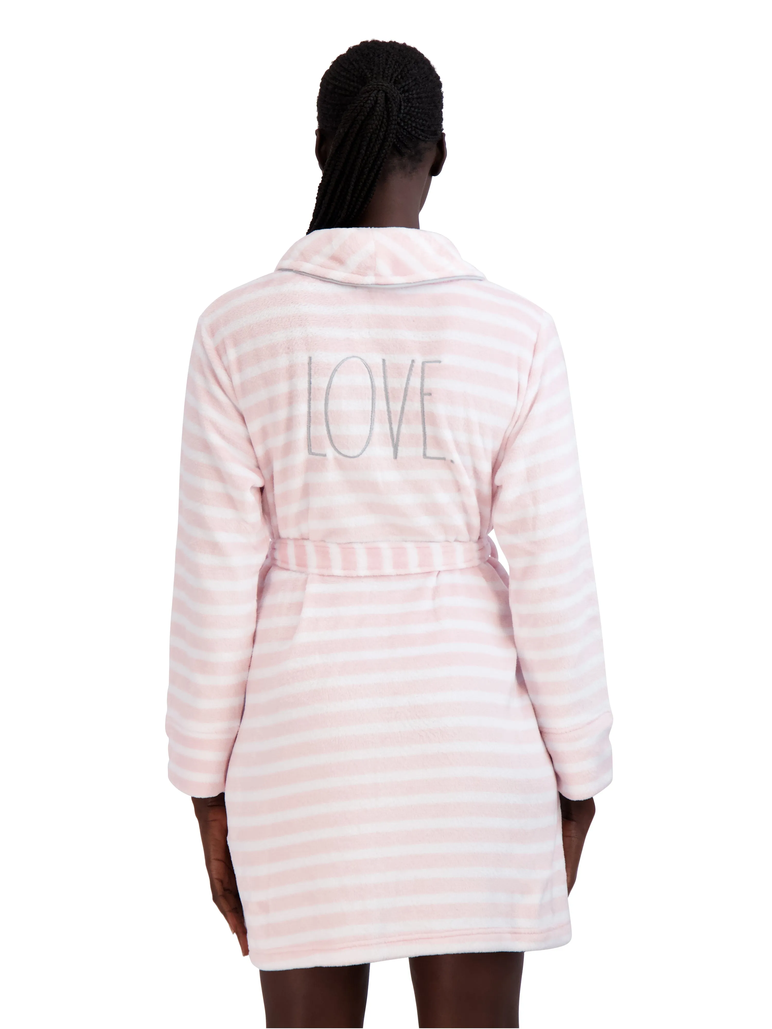 Women's Striped Fleece "LOVE" Robe