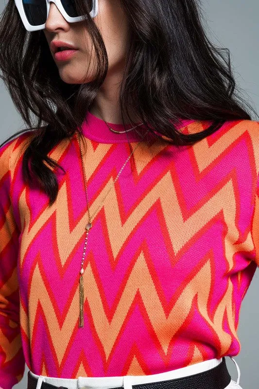 Zigzag Magenta Pink Sweater