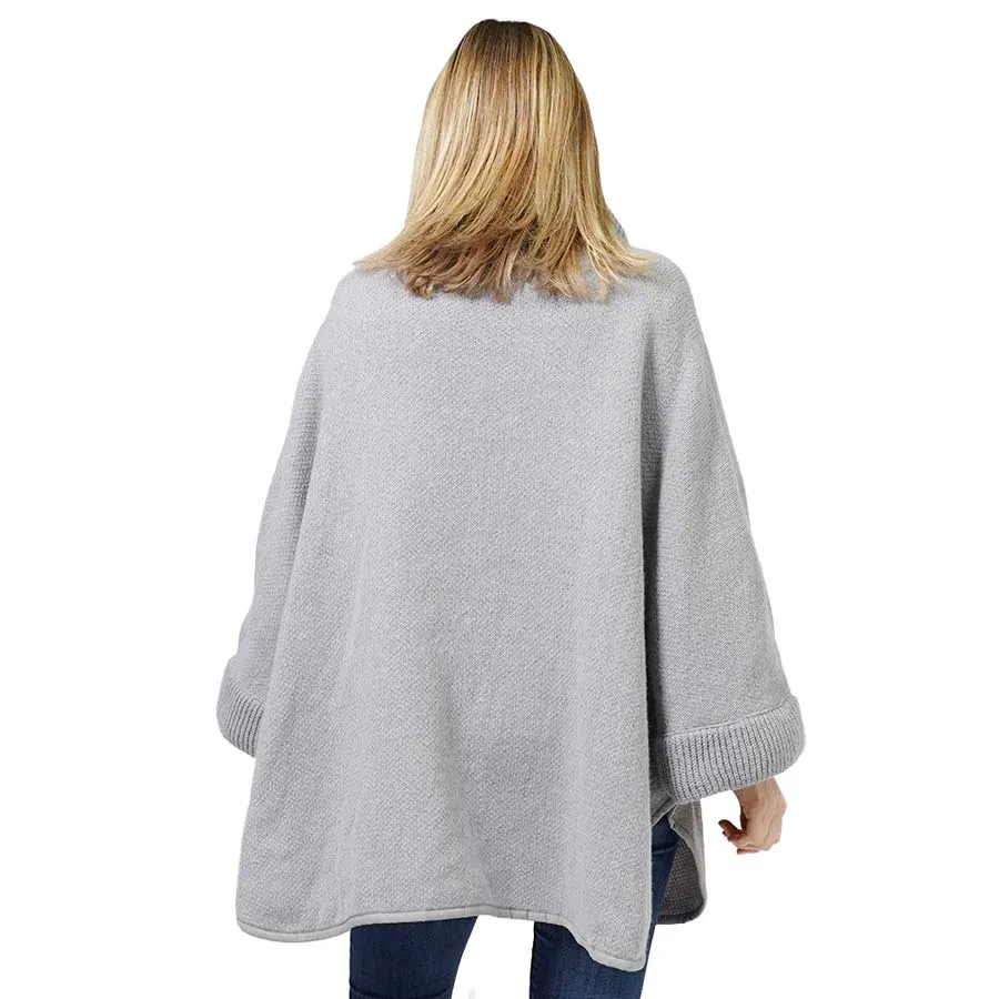 Zip Up Knit Cape Poncho